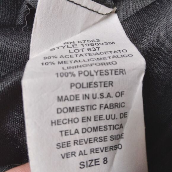 Vintage S.L. Fashions Black Silver Flapper Gothic Maxi Dress Fringe Size 8 - Picture 6 of 10